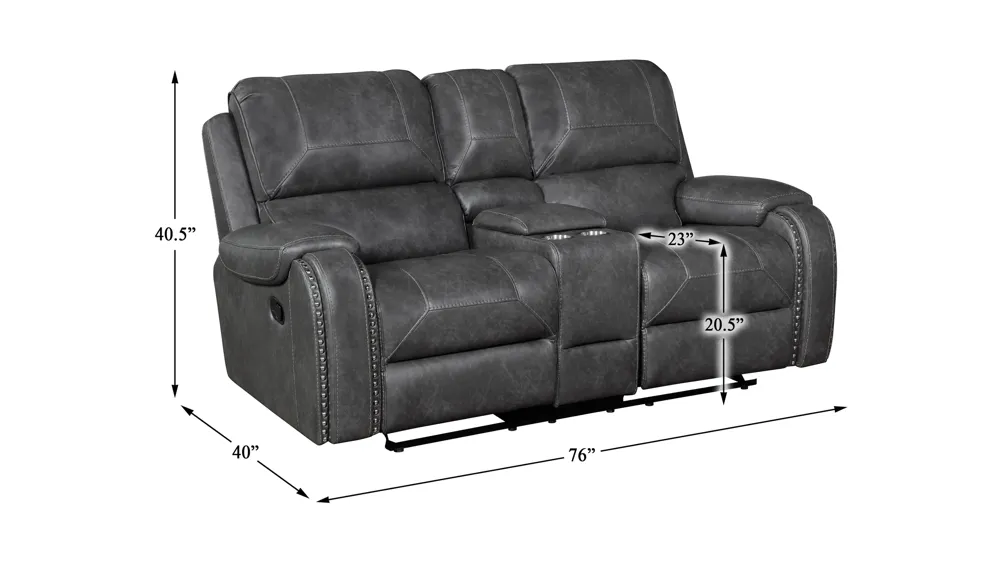 Landon Reclining Glider Console Loveseat Dimensions