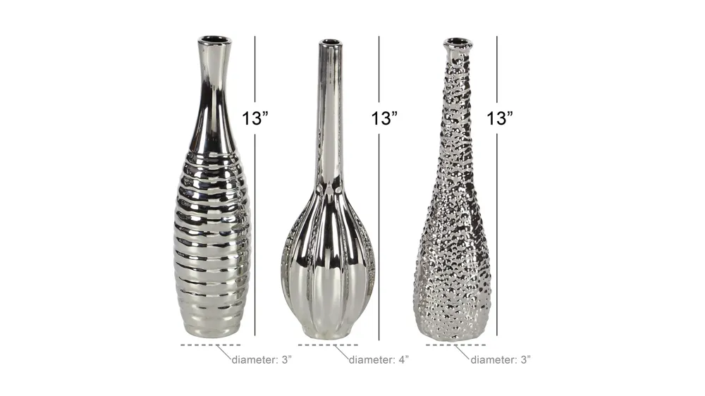 Ivy Collection Fittterling Vase Set of 3 Dimensions