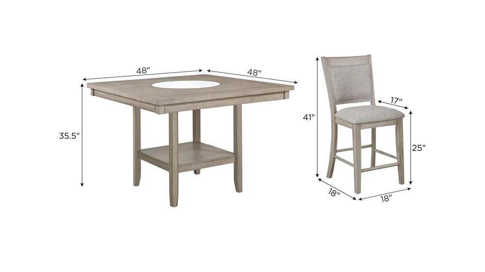 Lysander 5-pc. Counter-Height Dining Set Dimensions