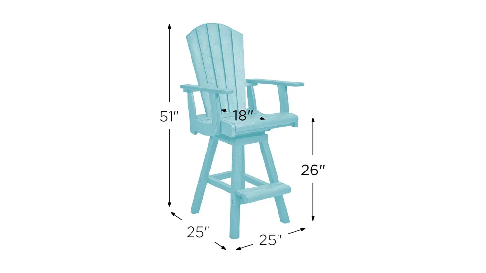 Generation Recycled Outdoor Swivel Bar Height Arm Chair Dimensions