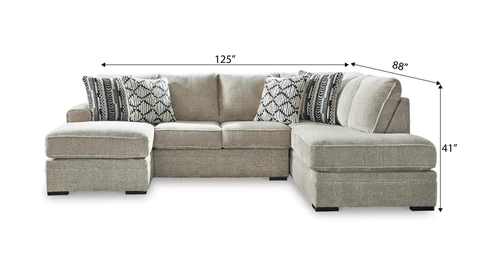 Calnita 2-pc. Sectional with Chaise Dimensions
