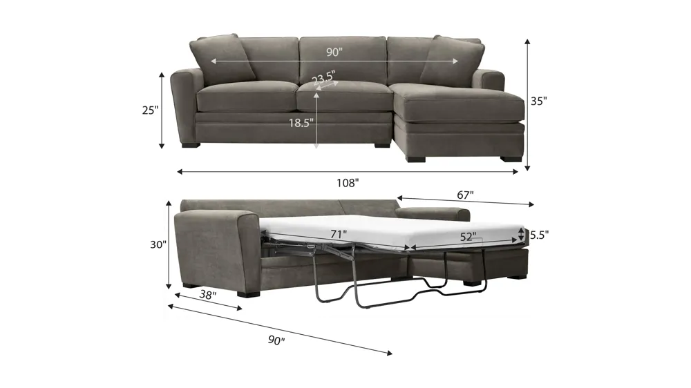 Artemis II 2-pc. Sectional w/ Full Sleeper Dimensions
