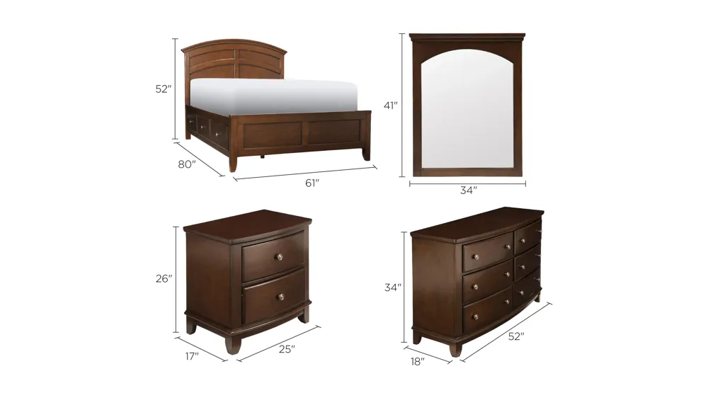 Kylie Youth 4-pc. Platform Bedroom Set w/ 1-Sided Storage Bed Dimensions