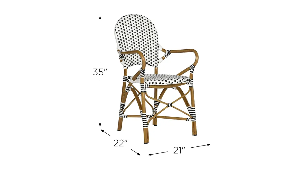 Dario Outdoor Stacking Arm Chair -Set of 2 Dimensions