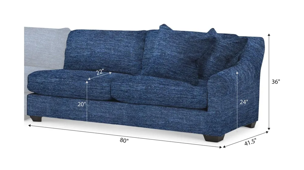 Thatcher Right Arm Facing Loveseat Dimensions