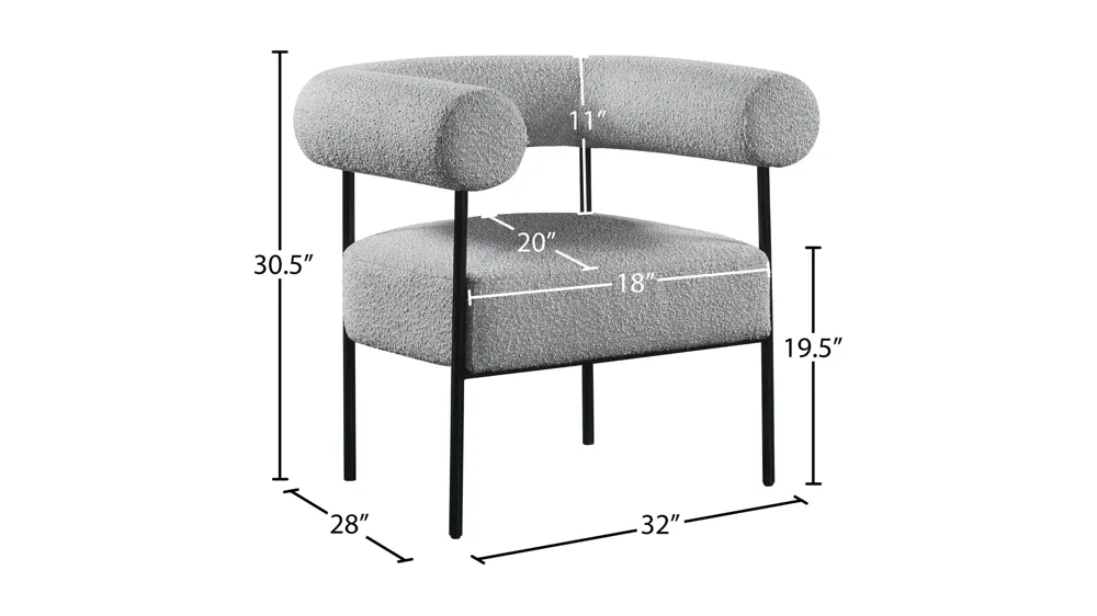 Blake Boucle Fabric Accent Chair Dimensions