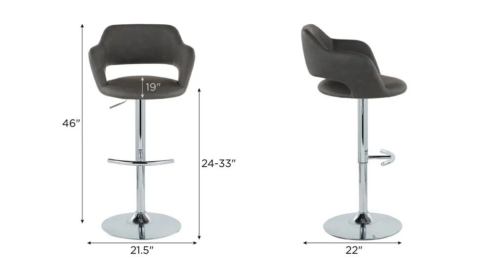 Margarite Adjustable Barstool - Set of 2 Dimensions