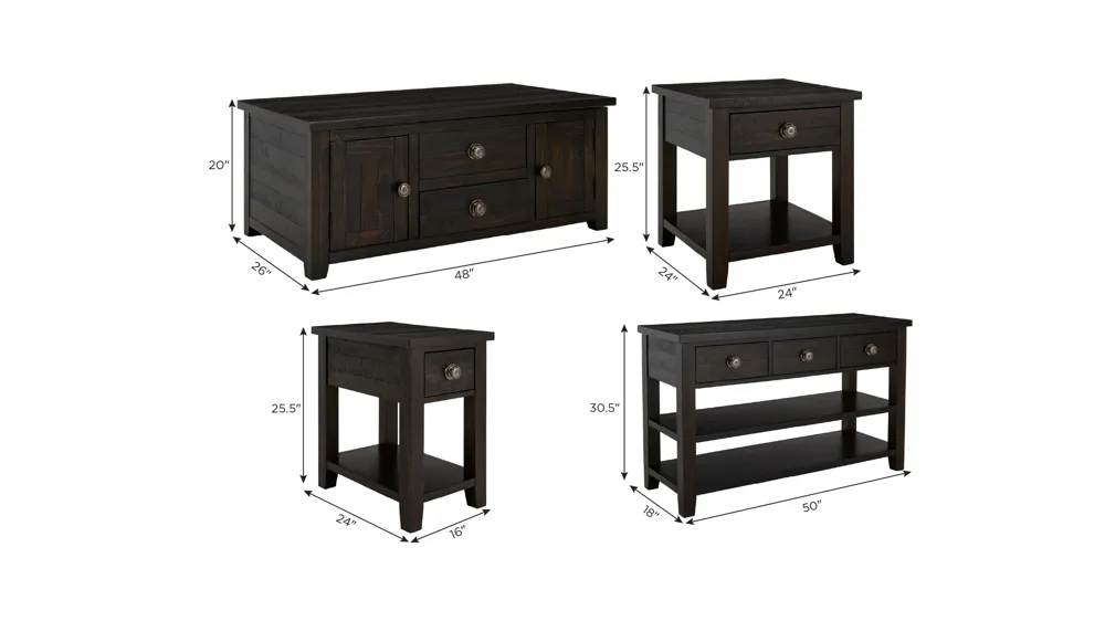 Kiara 4-pc. Occasional Tables Dimensions
