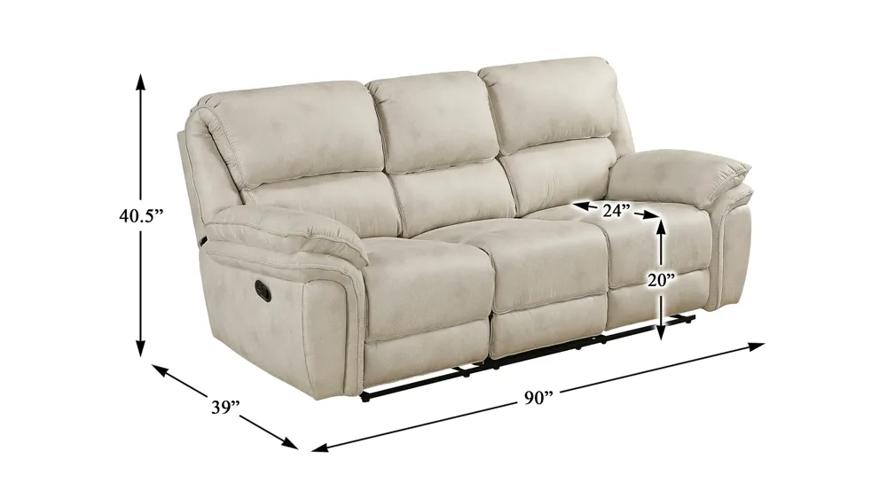 Cassiopeia Double Reclining Sofa Dimensions