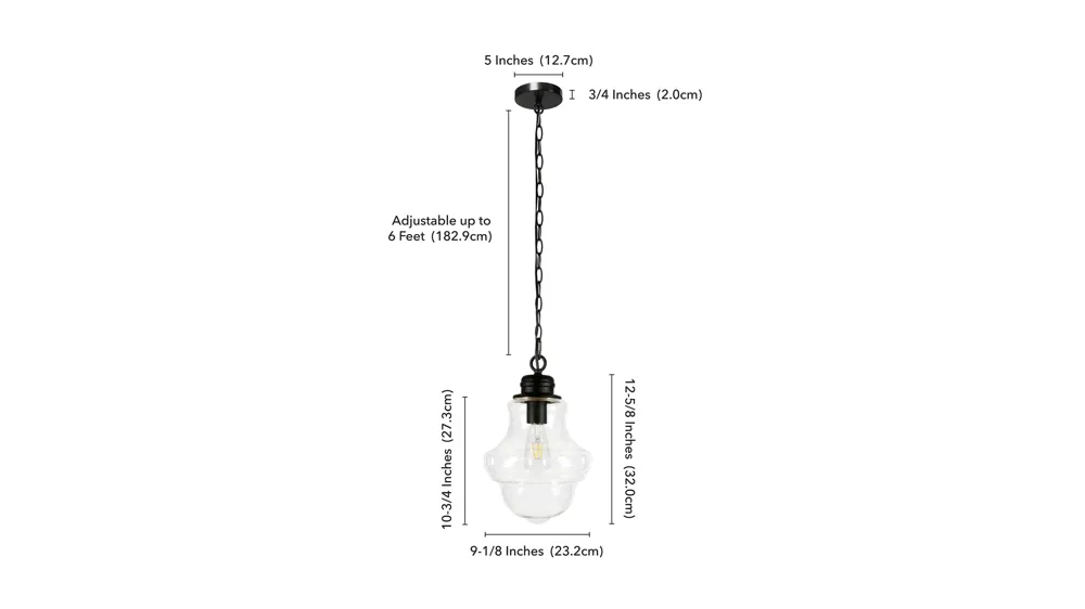 Isidora Clear Glass Pendant Dimensions