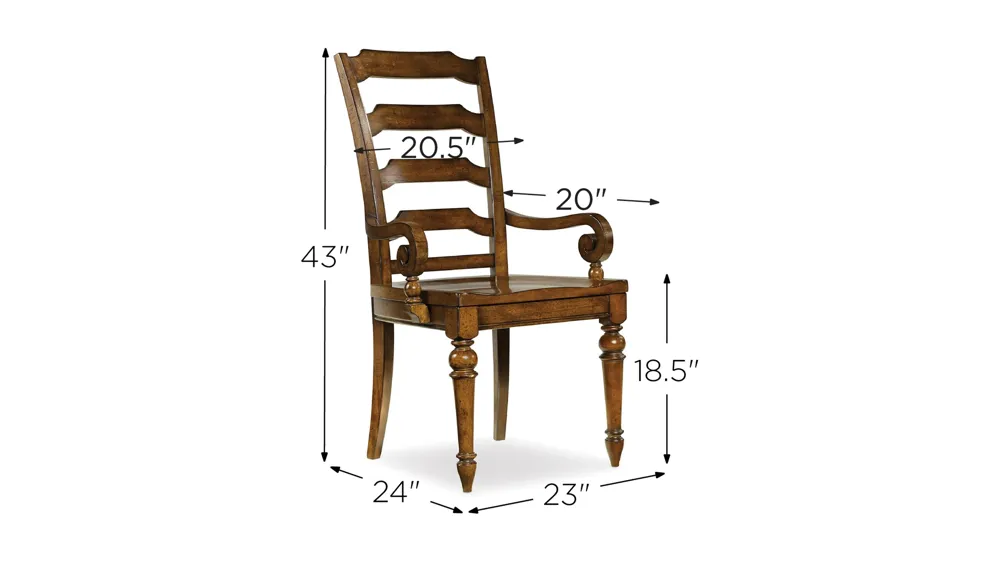 Tynecastle Ladderback Arm Chair - Set of 2 Dimensions