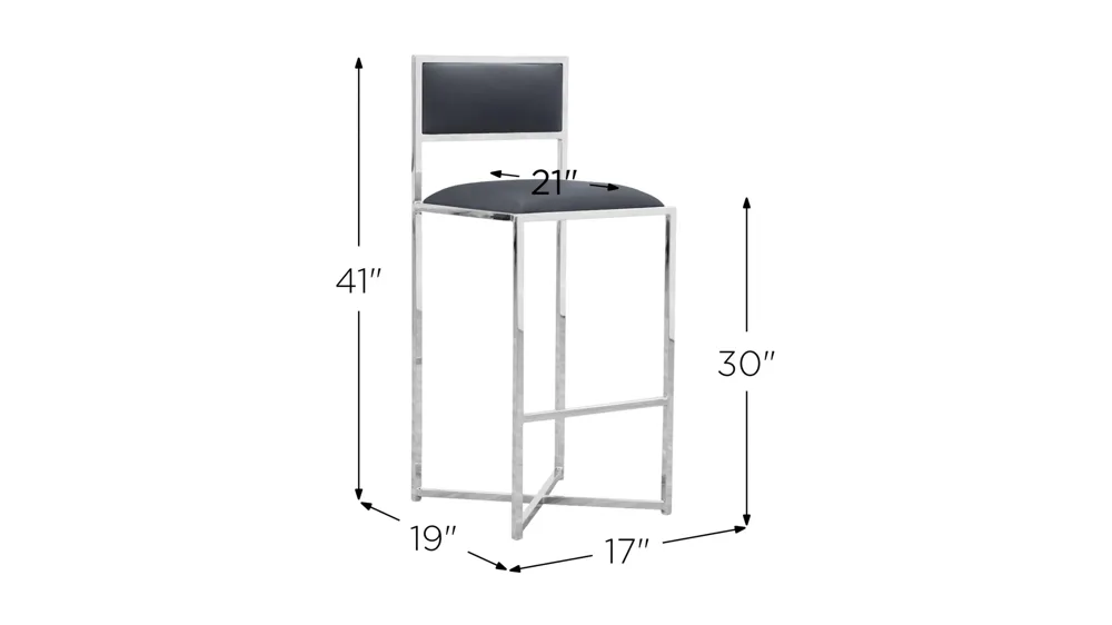 Amalfi X-Base Bar Stool- Set of 2 Dimensions