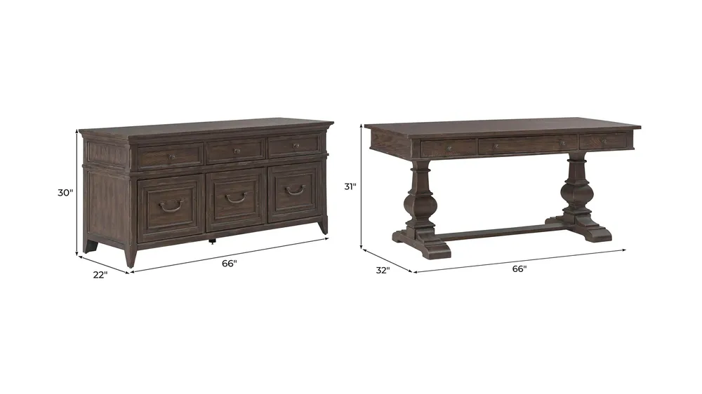 Paradise Valley 2 Piece Desk Set Dimensions