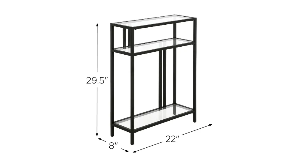 Lee 22" Console Table with Glass Shelves Dimensions