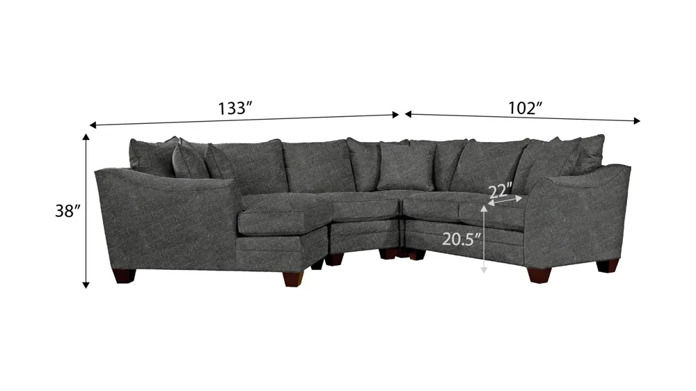 Foresthill 4-pc. Left Hand Cuddler Sectional Sofa Dimensions