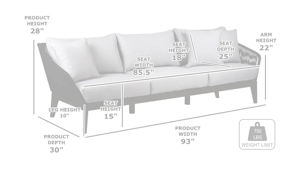 Athos Outdoor Sofa Dimensions