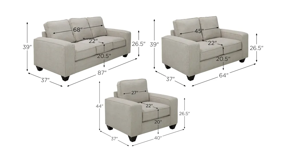Alston Living Room Set Dimensions
