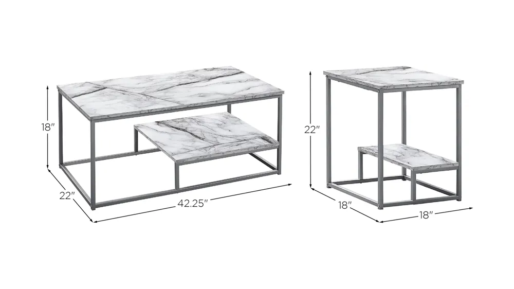 Monarch Specialties 3-pc. Table Set Dimensions