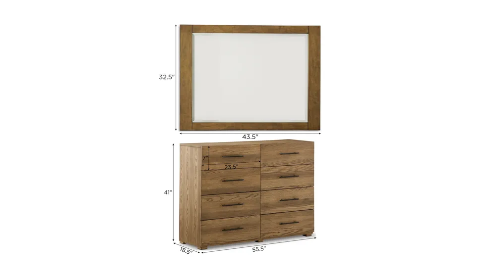 Dakmore Dresser and Mirror Set Dimensions
