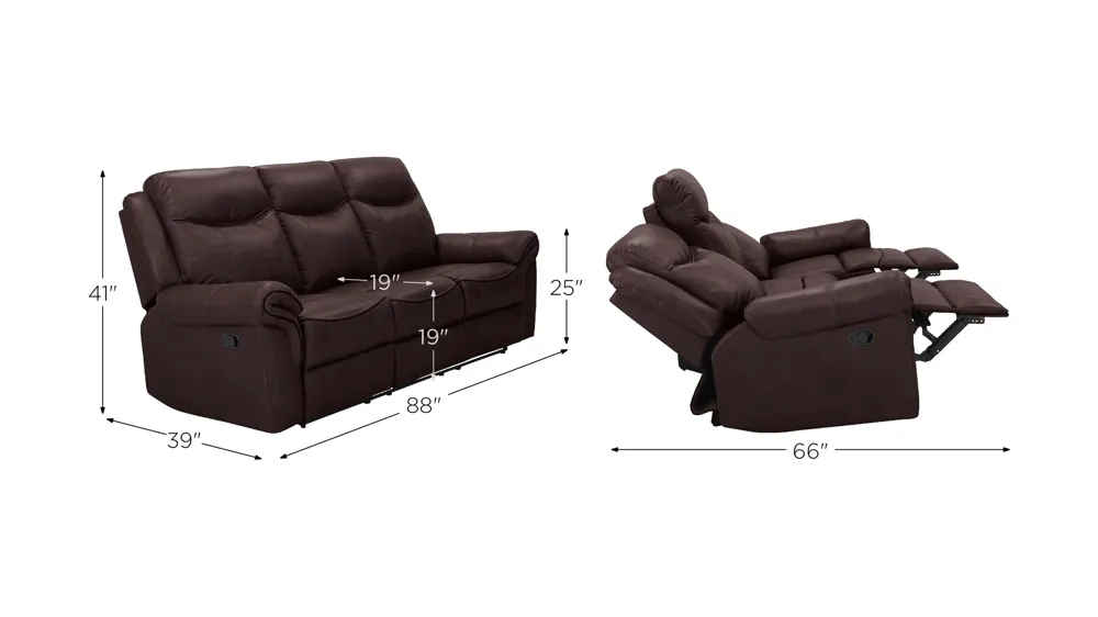 Ross Reclining Sofa W/ Drop Down Table Dimensions