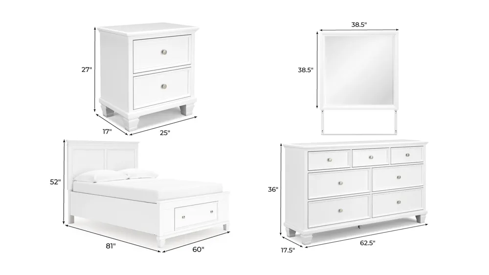 Reed 4-pc. Storage Bedroom Set Dimensions