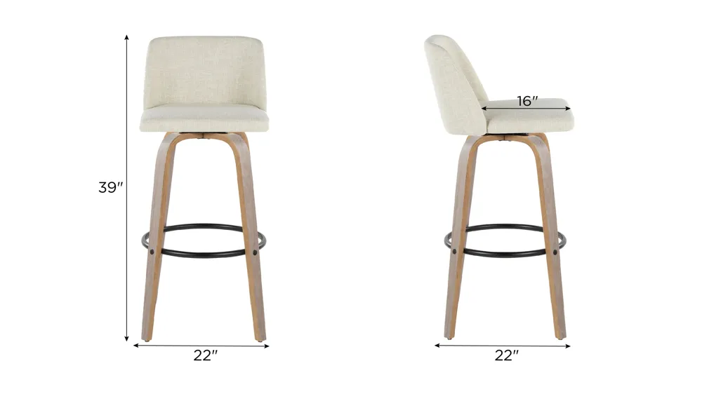 Toriano Barstool - Set of 2 Dimensions