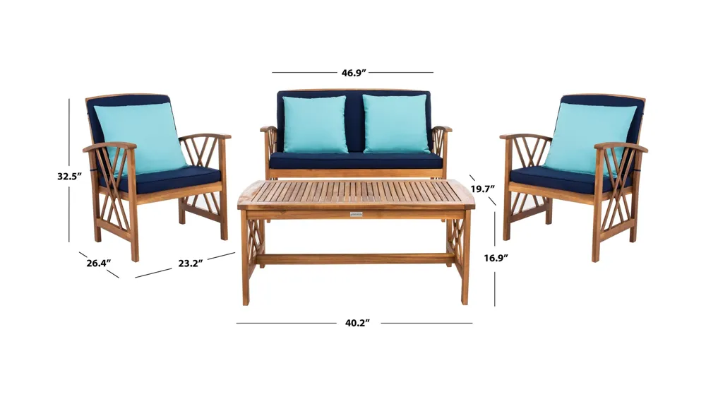 Bryce 4-pc. Patio Set Dimensions