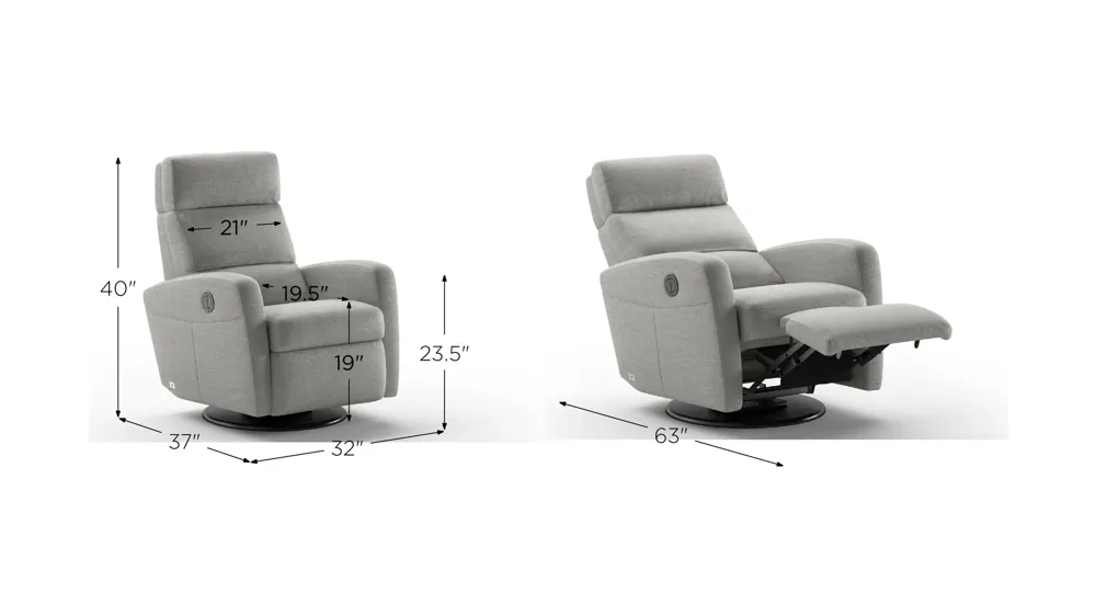 Sloped Power & Battery Recliner Dimensions