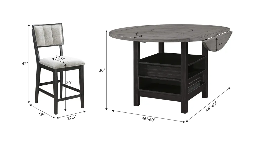 Cline 5-pc. Counter-Height Dining Set Dimensions