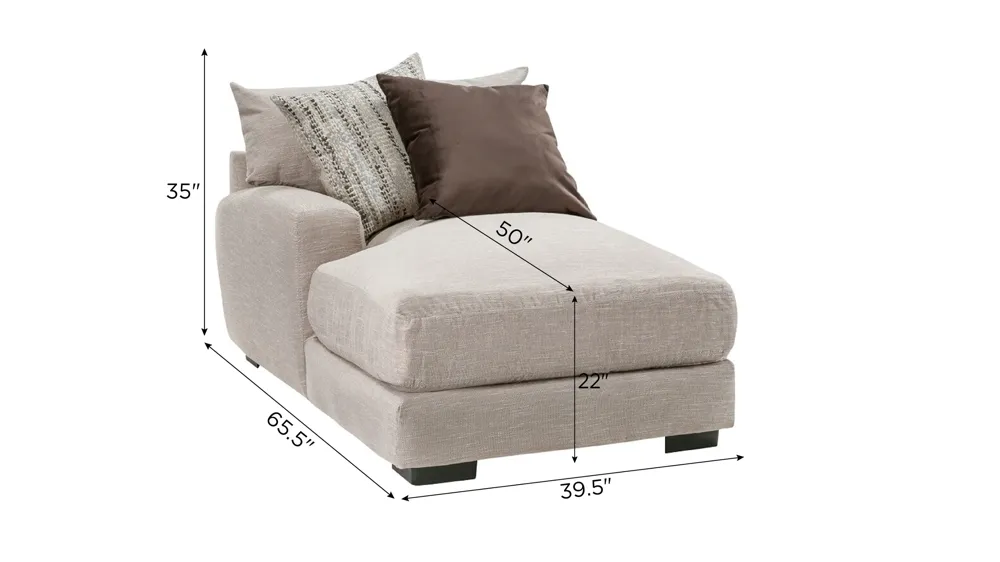 Carter Left-Arm-Facing Chaise Dimensions