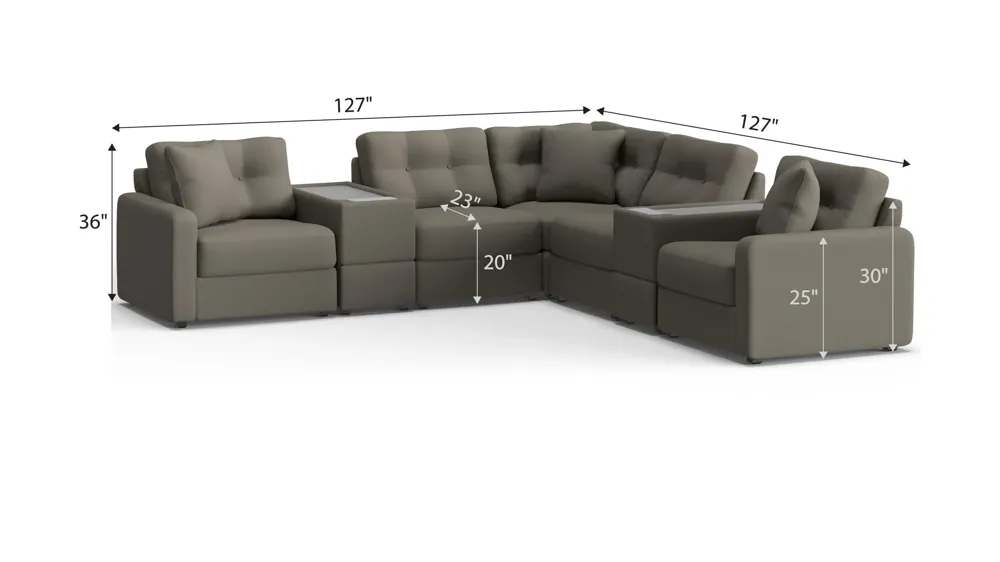 ModularOne 7-pc. Sectional w/Two PowerConsole Dimensions