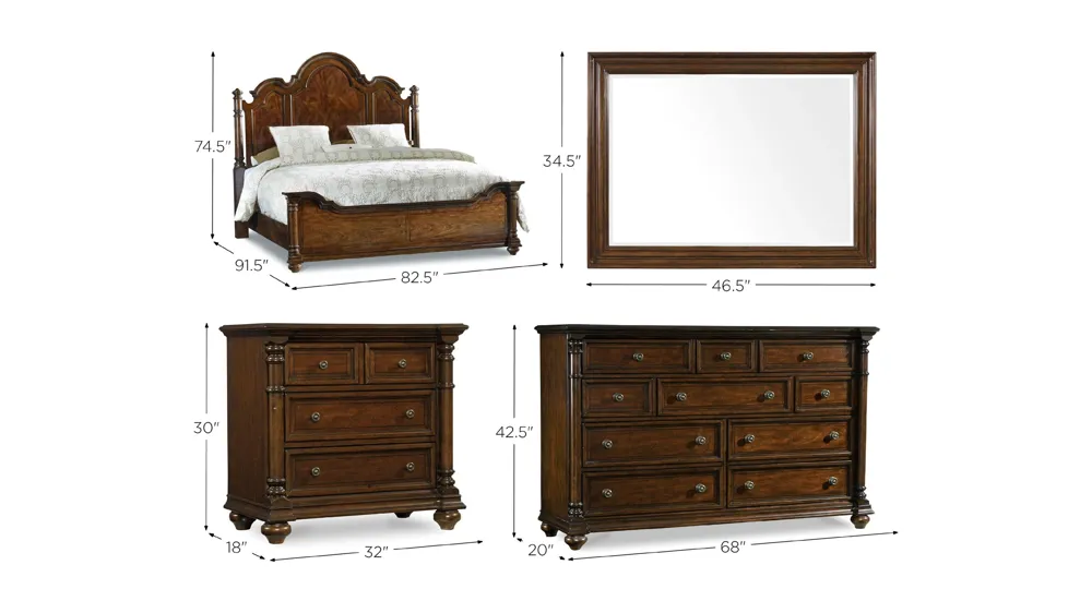 Leesburg 4-pc. Poster Bedroom Set Dimensions