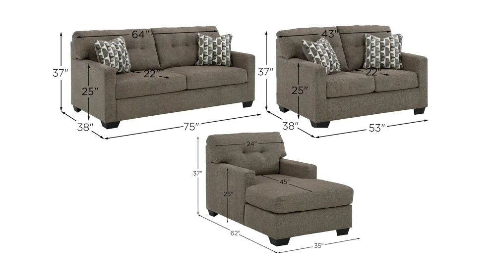 Mahoney Living Room Set Dimensions