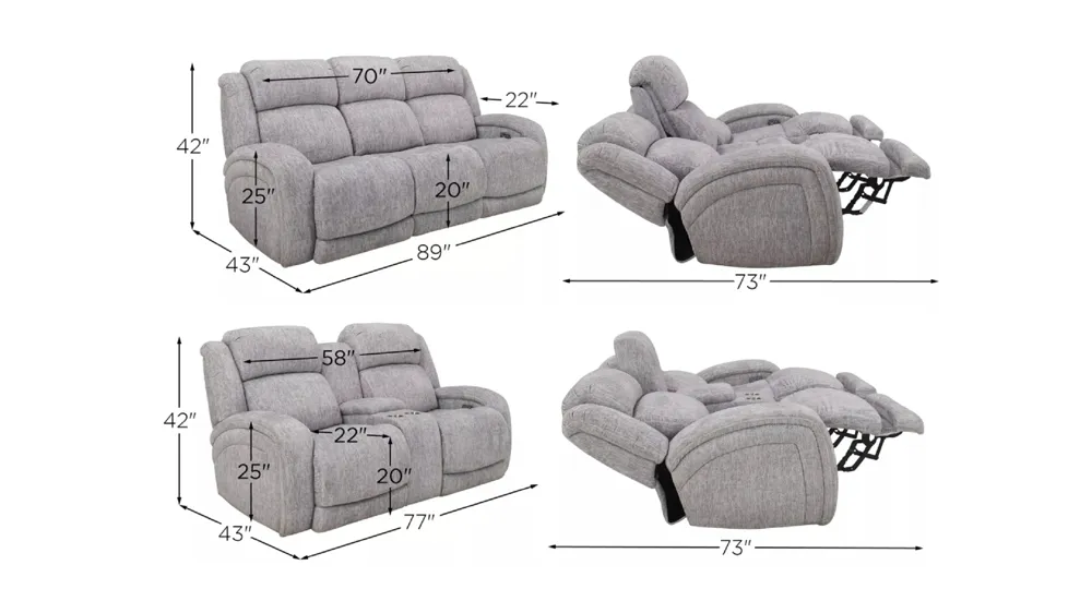 Zane Living Room Set Dimensions
