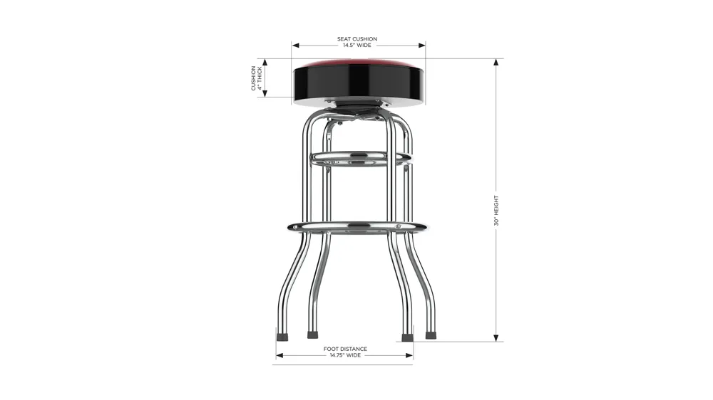 NCAA Backless Swivel Bar Stool Dimensions
