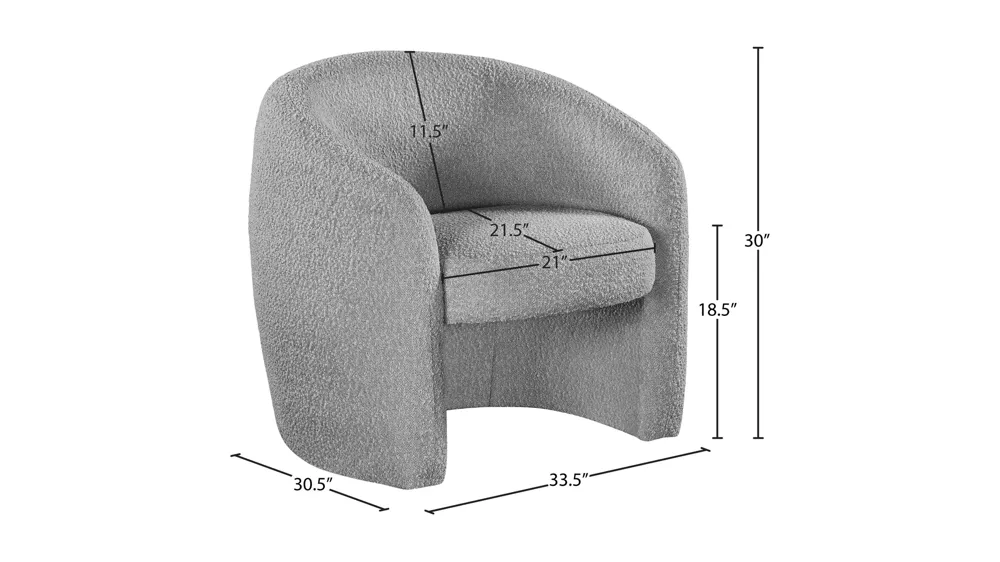 Acadia Boucle Fabric Accent Chair Dimensions