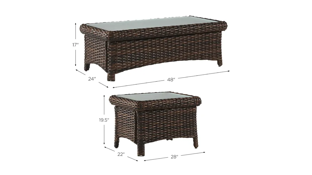 St Tropez 2-pc. Outdoor Living Table Set Dimensions