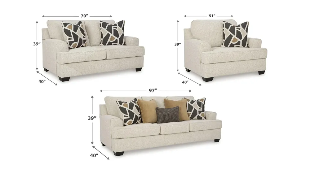Heartcort Living Room Set Dimensions