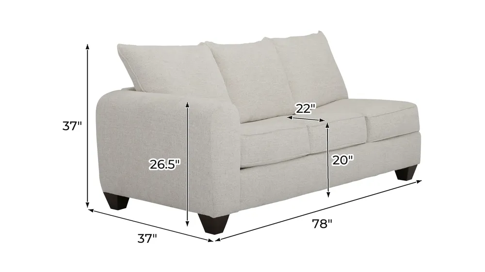 Jaden Left Arm Facing Sofa Dimensions
