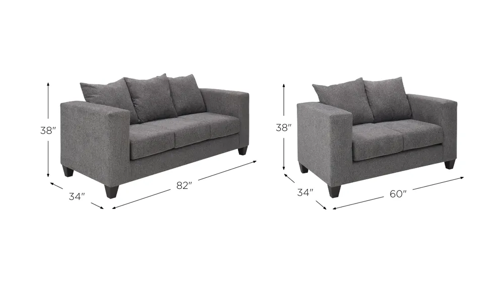 Farley 2-pc. Chenille Sofa and Loveseat Set Dimensions