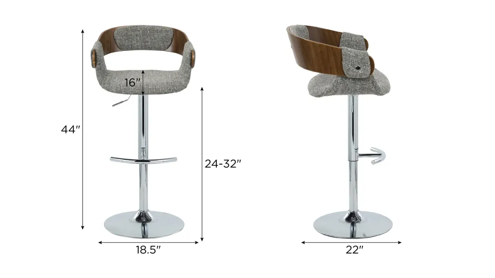 Elisa Adjustable Barstool - Set of 2 Dimensions