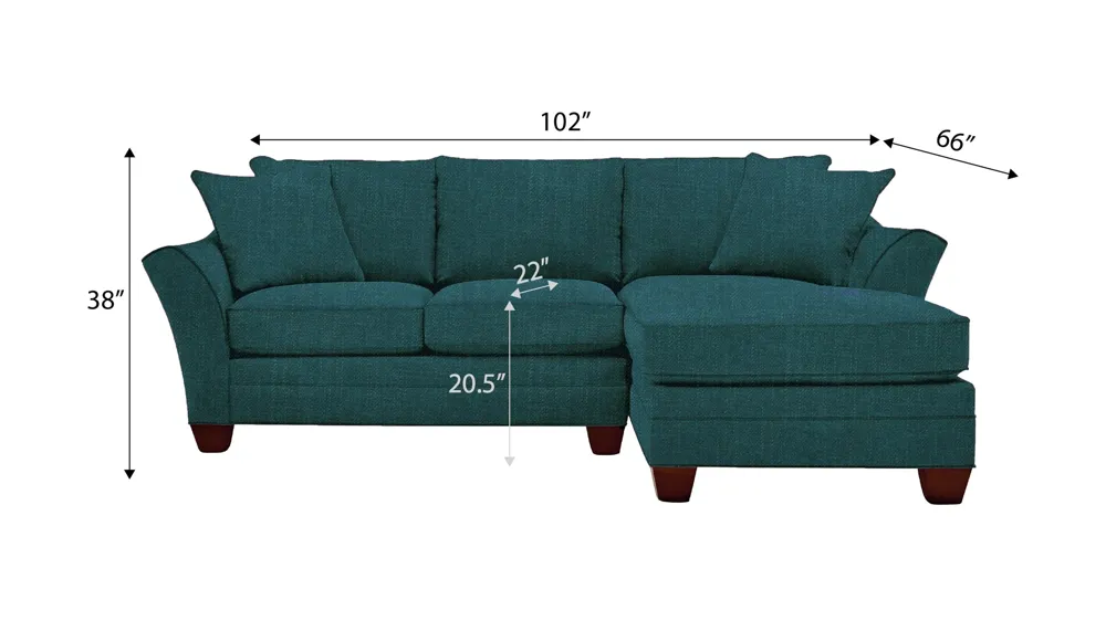 Foresthill 2-pc. Right Hand Chaise Sectional Sofa Dimensions