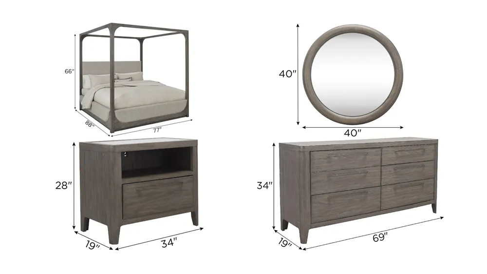 Castleton 4-pc. Bedroom Set Dimensions