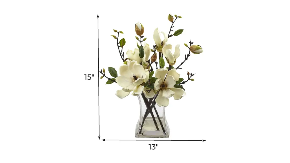 Magnolia Arrangement with Vase Dimensions
