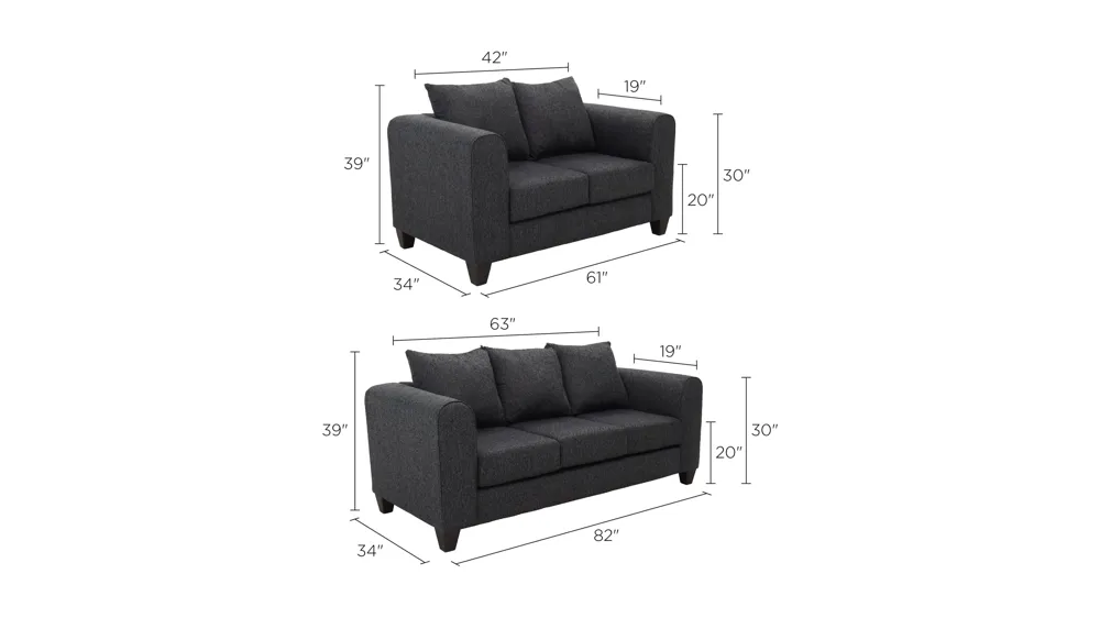 Jepson 2-pc. Sofa and Loveseat Set Dimensions