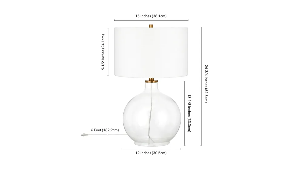 Lucinda Clear Glass Table Lamp Dimensions