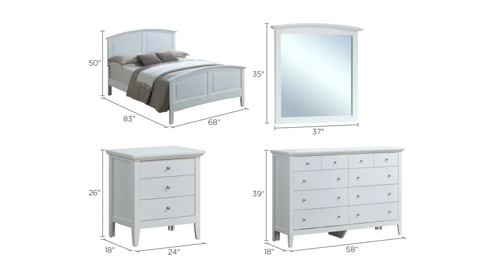 Hammond 4-pc. Panel Bedroom Set Dimensions