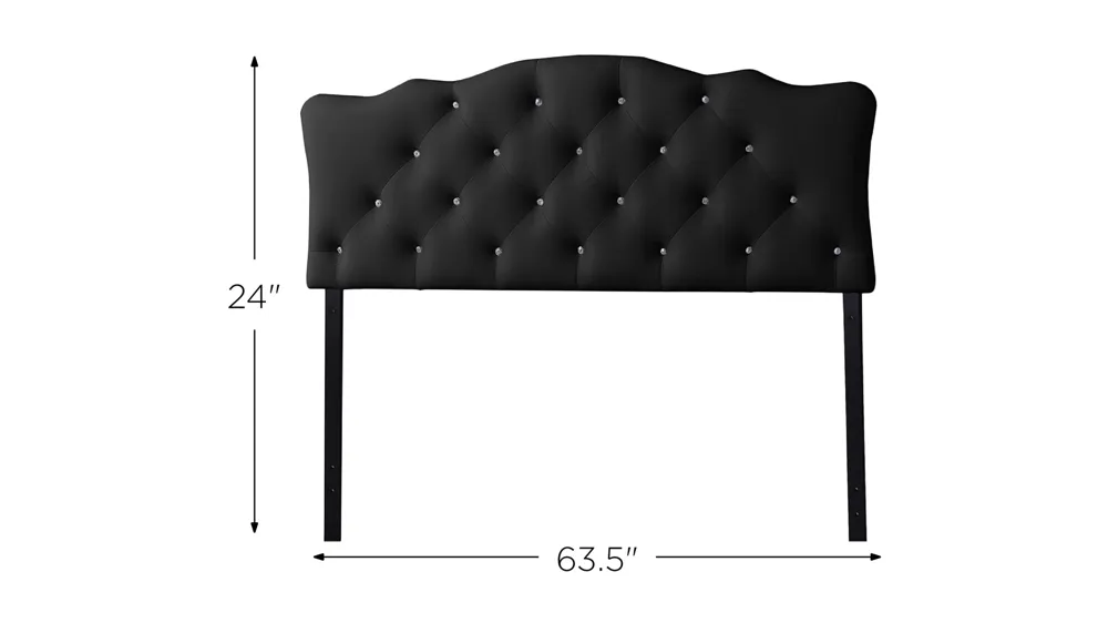 Rita Faux Leather Upholstered Button-tufted Scalloped Headboard Dimensions