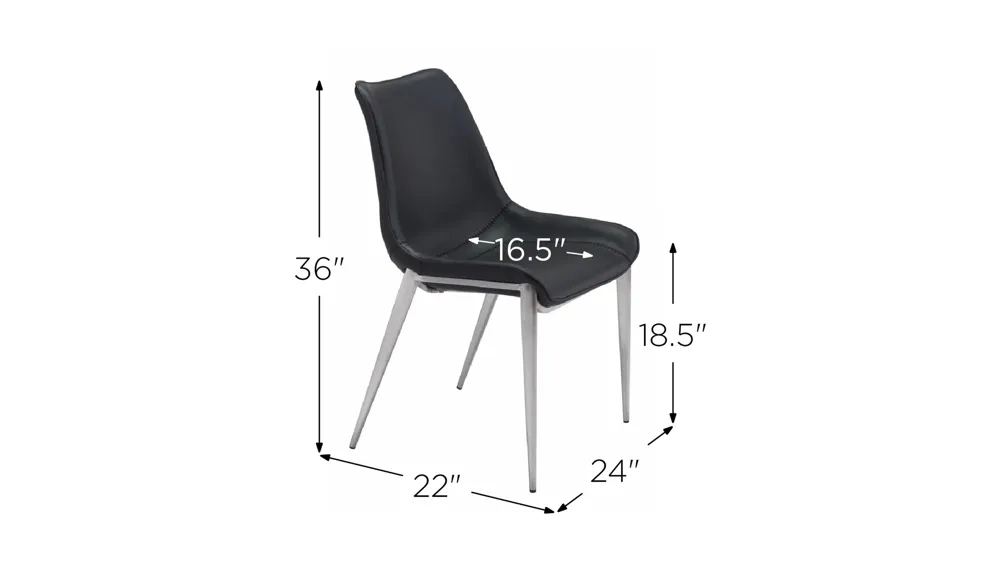 Magnus Dining Chair: Set of 2 Dimensions