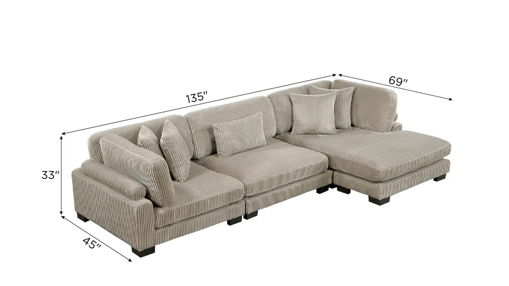 Maverick 3-pc. Sofa Chaise Dimensions